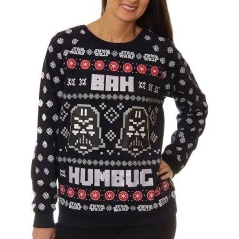 Star Wars Darth Vader "Bah Humbug" Pixel Ugly Christmas Sweatshirt - Size XL